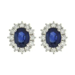 Clearance Orecchini Modello Kate Mini in Oro con Zaffiri e Diamanti Orecchini