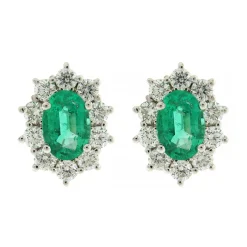 New Orecchini Modello Kate in Oro con Smeraldi e Diamanti Orecchini