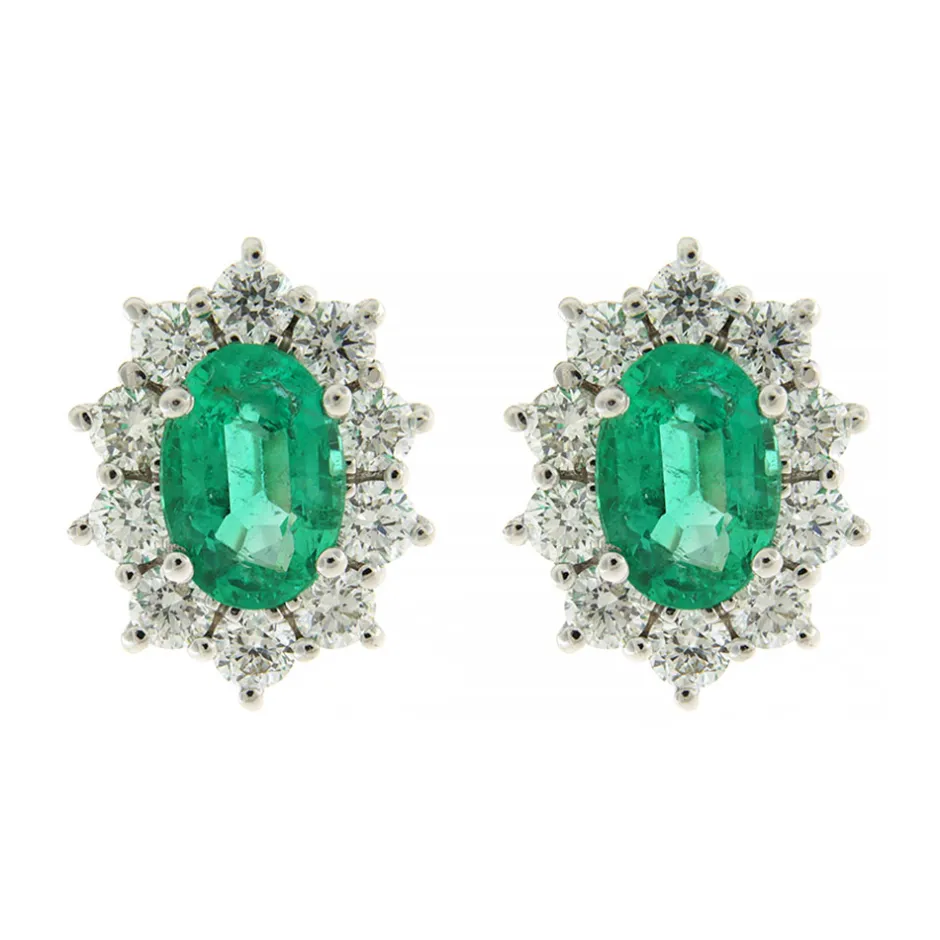 New Orecchini Modello Kate in Oro con Smeraldi e Diamanti Orecchini