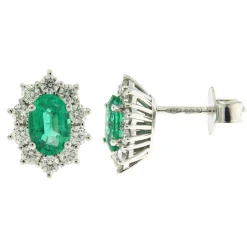 New Orecchini Modello Kate in Oro con Smeraldi e Diamanti Orecchini