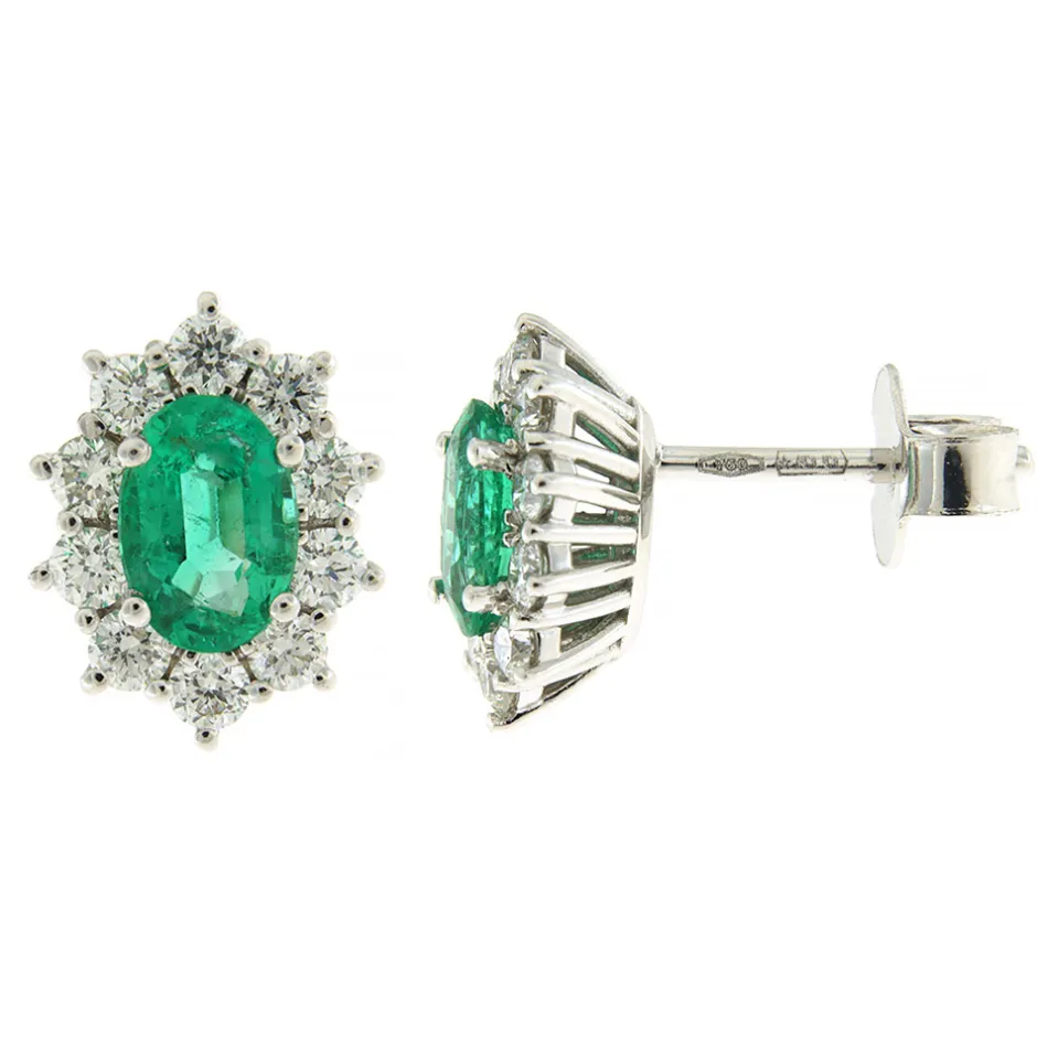 New Orecchini Modello Kate in Oro con Smeraldi e Diamanti Orecchini