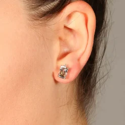 Clearance Orecchini Rettangolo Acqua Marina con Diamanti Orecchini