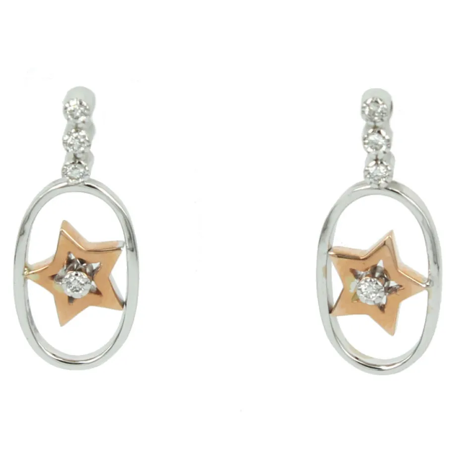 Online Orecchini Stella In Oro con Diamanti Taglio Brillante Orecchini