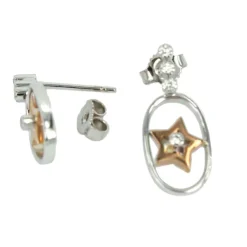 Online Orecchini Stella In Oro con Diamanti Taglio Brillante Orecchini