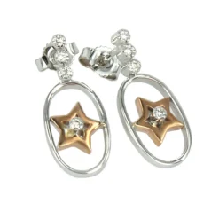 Online Orecchini Stella In Oro con Diamanti Taglio Brillante Orecchini