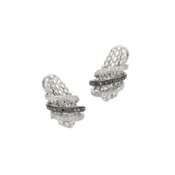 Hot Orecchini Fope Collezione Solo in Oro Bianco con Diamanti Neri e Bianchi Gioielli Fope
