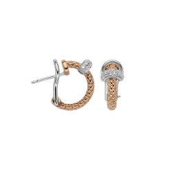 Outlet Orecchini Fope Collezione Prima in Oro Bianco e Rosa con Pave di Diamanti Gioielli Fope