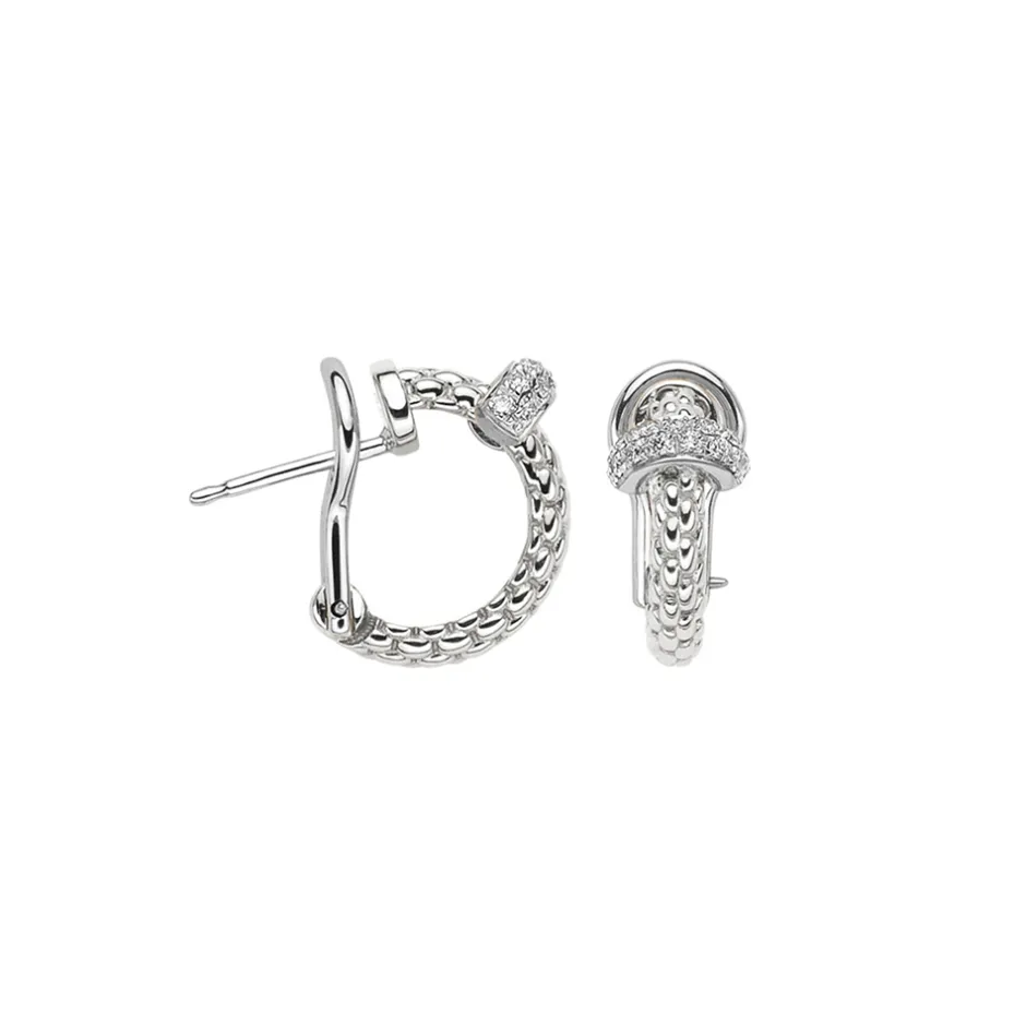 Clearance Orecchini Fope Collezione Prima in Oro Bianco e Pave di Diamanti Gioielli Fope