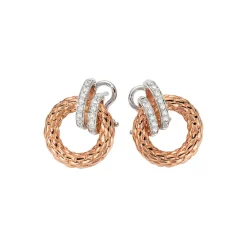 New Orecchini Fope Collezione Solo in Oro Rosa e Bianco con Pave di Diamanti Gioielli Fope