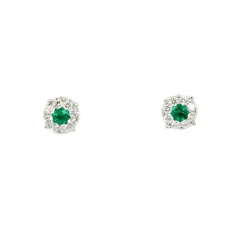 Fashion Orecchini Gioielli di Valenza Fiore di Smeraldi e diamanti Orecchini