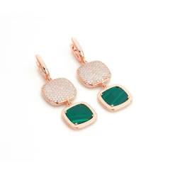 Sale Orecchini Madi Collezione Safari con Malachite e Zirconi Bianchi Gioielli Madi
