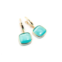 Fashion Orecchini Madi Laguna Blu con Quarzi Idrotermali Pendenti Gioielli Madi