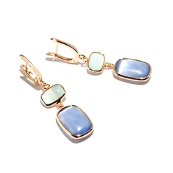 Fashion Orecchini Madi Laguna Blu con Quarzi Idrotermali Chiari Gioielli Madi
