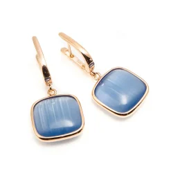 Fashion Orecchini Madi Laguna Blu con Singoli Quarzi Idrotermali Gioielli Madi