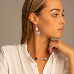 Online Orecchini Madi Laguna Blu con Doppio Quarzo Idrotermale Gioielli Madi