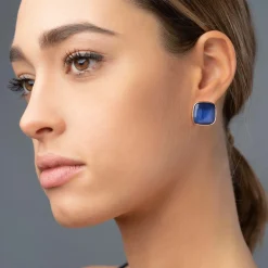 Best Orecchini Madi Laguna Blu Fissi al Lobo Quarzo Blu Gioielli Madi