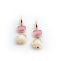 Hot Orecchini Madi Laguna Bubble Pendenti con Quarzi Rosa e Ghiaccio Gioielli Madi