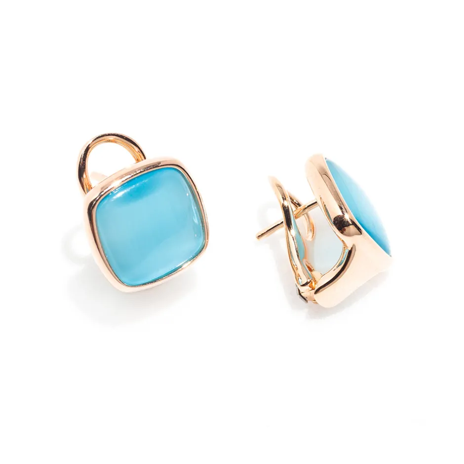 Clearance Orecchini Madi Laguna Mono Fissi al Lobo Azzurri Gioielli Madi