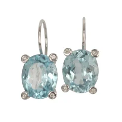 Discount Orecchini Pendenti In Oro Bianco Bliss Gioielli Con Topazio Azzurro e Diamanti Outlet Gioielli