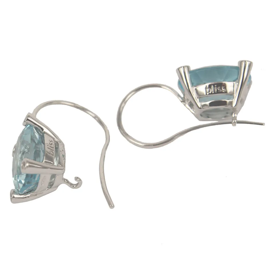 Discount Orecchini Pendenti In Oro Bianco Bliss Gioielli Con Topazio Azzurro e Diamanti Outlet Gioielli