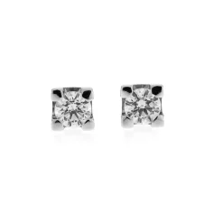 New Orecchini Punto Luce in Oro Bianco con Diamanti 0,70 Carati Certificati Orecchini Punto Luce