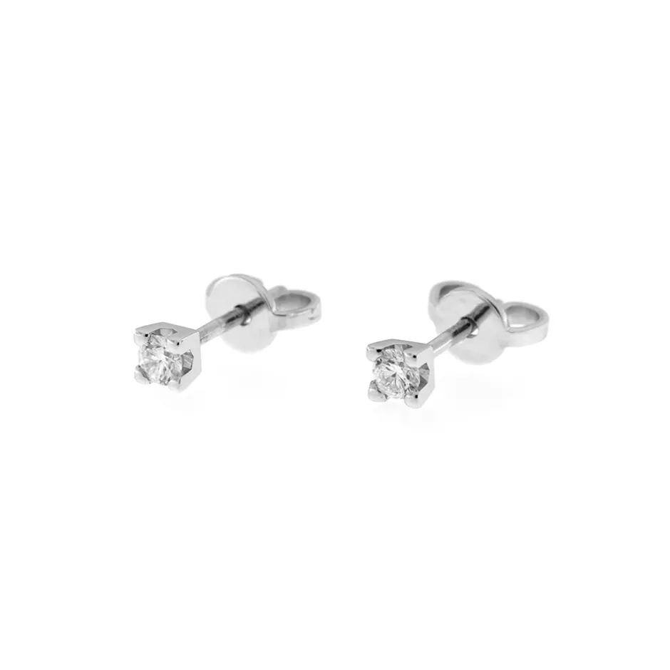New Orecchini Punto Luce in Oro Bianco con Diamanti 0,21 Carati Orecchini Punto Luce