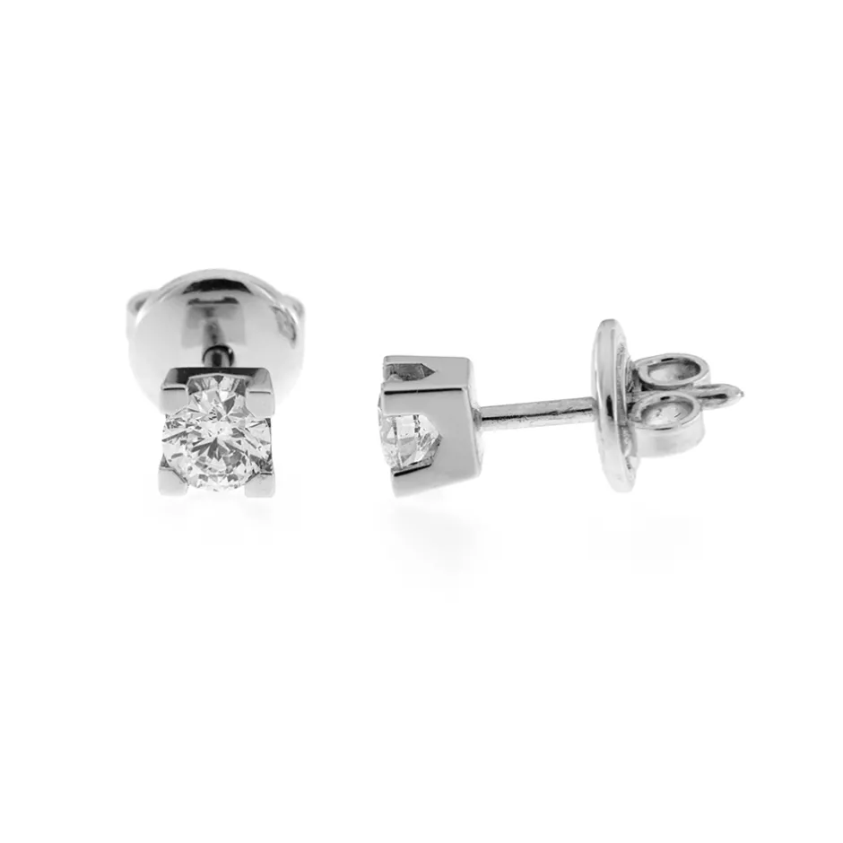 New Orecchini Punto Luce in Oro Bianco con Diamanti Taglio Brillante di 0,41 Carati Orecchini Punto Luce