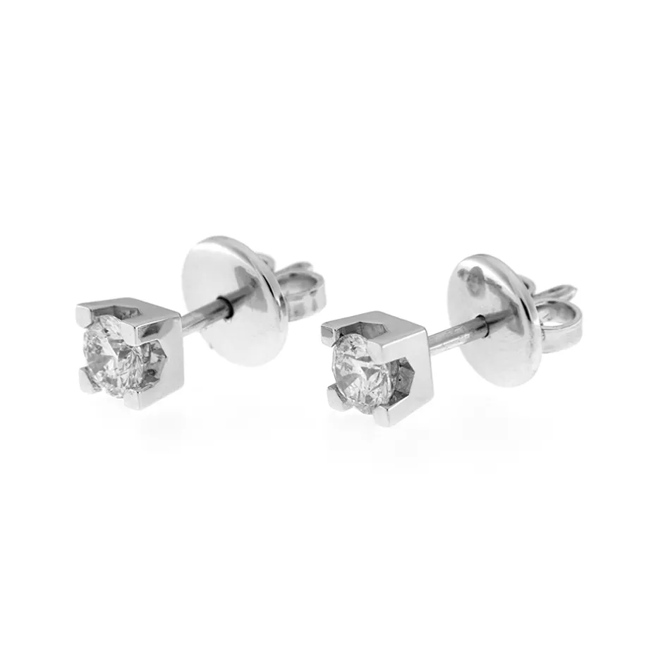 New Orecchini Punto Luce in Oro Bianco con Diamanti Taglio Brillante di 0,41 Carati Orecchini Punto Luce
