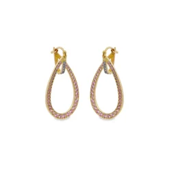 Outlet Orecchini Rue des Mille Goccia Ovale Zirconi rosa Galvanica Gialla Gioielli Rue Des Mille