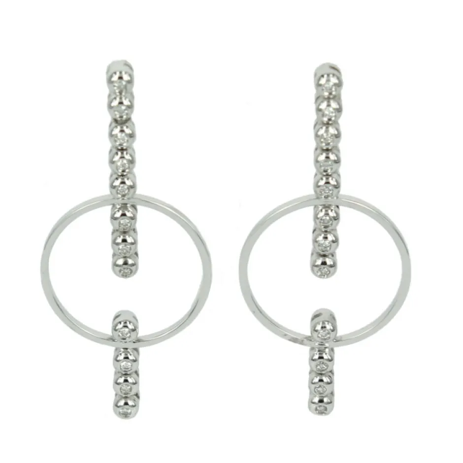 Outlet Orecchini Tennis in Oro Bianco E Diamanti Orecchini