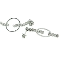 Outlet Orecchini Tennis in Oro Bianco E Diamanti Orecchini