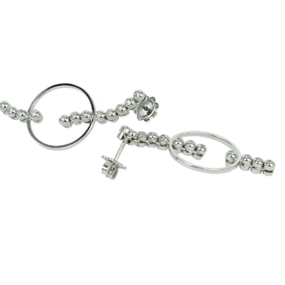 Outlet Orecchini Tennis in Oro Bianco E Diamanti Orecchini
