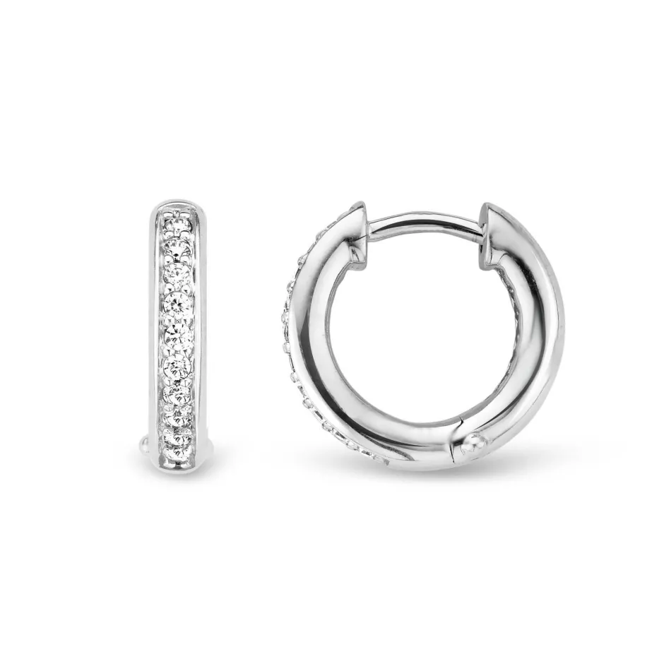 Fashion Orecchini Ti Sento Milano In Argento 925 Cerchio Al Lobo Con Pavè In Zirconi Gioielli Ti Sento Milano