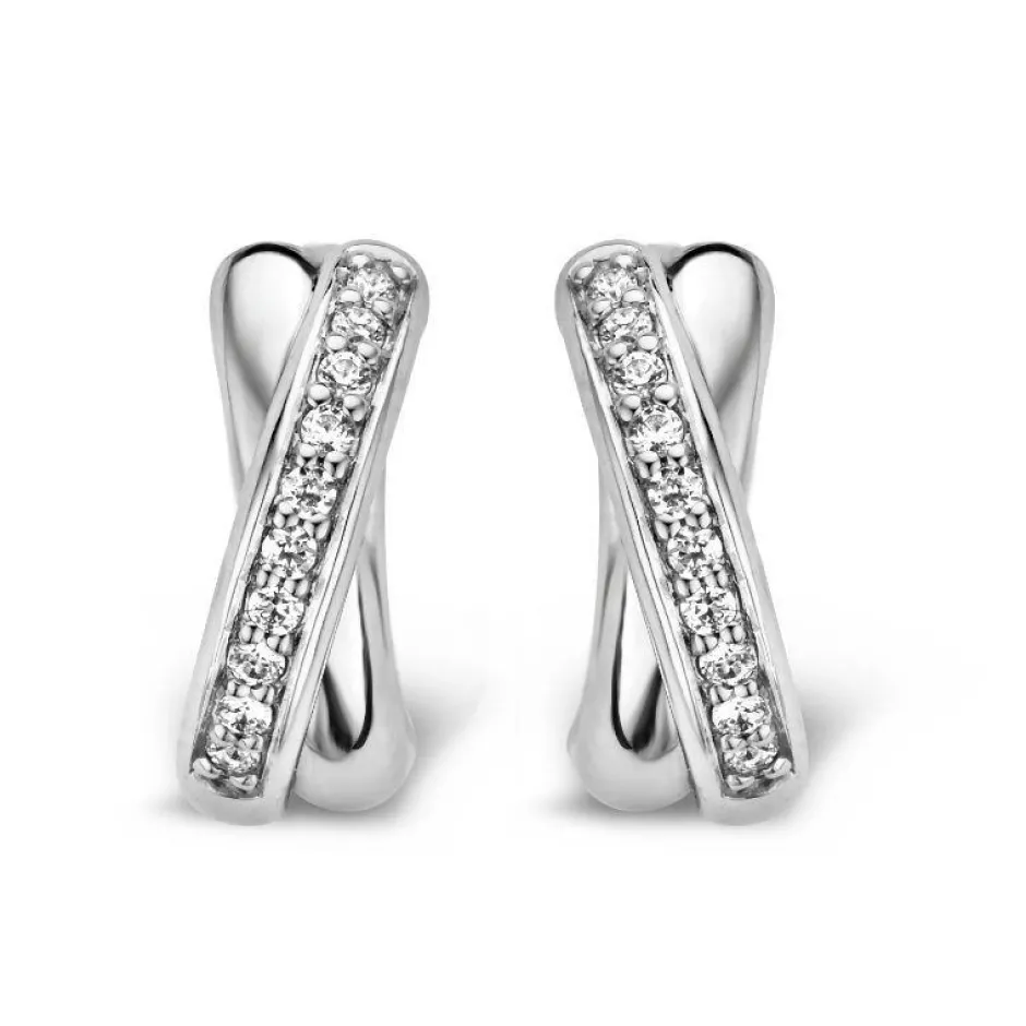 Outlet Orecchini Ti Sento Milano In Argento 925 Cerchio Al Lobo Con Zirconi Gioielli Ti Sento Milano