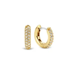 New Orecchini Ti Sento Milano Cerchi a Lobo In Argento 925 Placcato In Oro Giallo Con Pavè Di Zirconi Gioielli Ti Sento Milano
