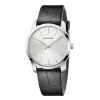 Fashion Orologio Calvin Klein Donna City Argento MM. 38 in Acciaio con Cinturino in Pelle Nero Donna Orologi Calvin Klein Donna | Outlet Orologi