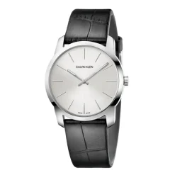 Fashion Orologio Calvin Klein Donna City Argento MM. 38 in Acciaio con Cinturino in Pelle Nero Donna Orologi Calvin Klein Donna | Outlet Orologi