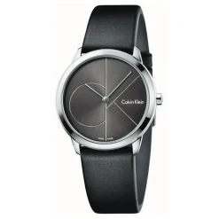 Hot Orologio Calvin Klein Donna Collezione Minimal Grigio Freddo Con Cinturino In Pelle Nero MM. 35 Donna Orologi Calvin Klein Donna | Outlet Orologi