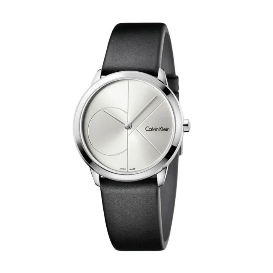 Best Orologio Calvin Klein Donna In Acciaio Collezione Minimal Argentè Con Cinturino In Pelle Nero Donna Orologi Calvin Klein Donna | Outlet Orologi