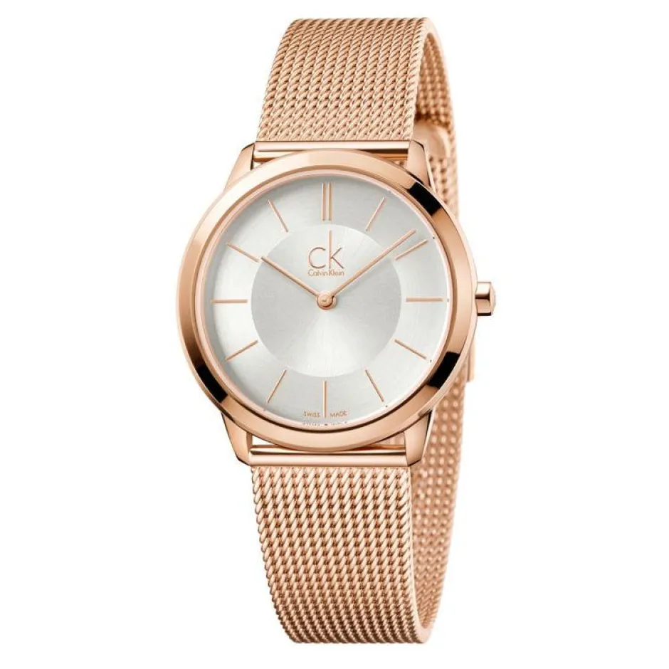 Discount Orologio Calvin Klein Donna Collezione Minimal In Acciaio PVD Rosa Con Quadrante Argentè Donna Orologi Calvin Klein Donna | Outlet Orologi