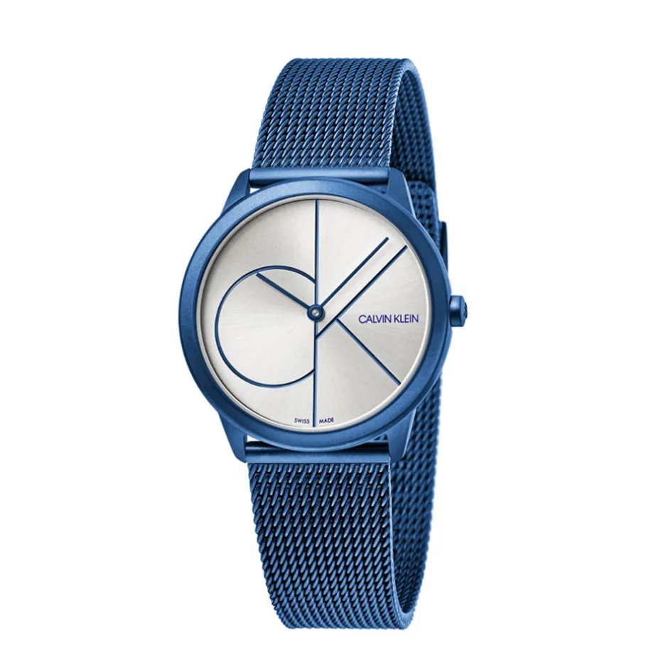 Best Orologio Calvin Klein Donna Minimal in Acciaio PVD Blu Quadrante Argento MM. 35 Con Cinturino Maglia Milano Donna Outlet Orologi | Orologi Calvin Klein Donna