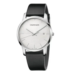 Best Orologio Calvin Klein Uomo In Acciaio MM. 43 Con Quadrante Argento e Cinturino in Pelle Nero Collezione City Uomo Outlet Orologi | Orologi Calvin Klein Uomo