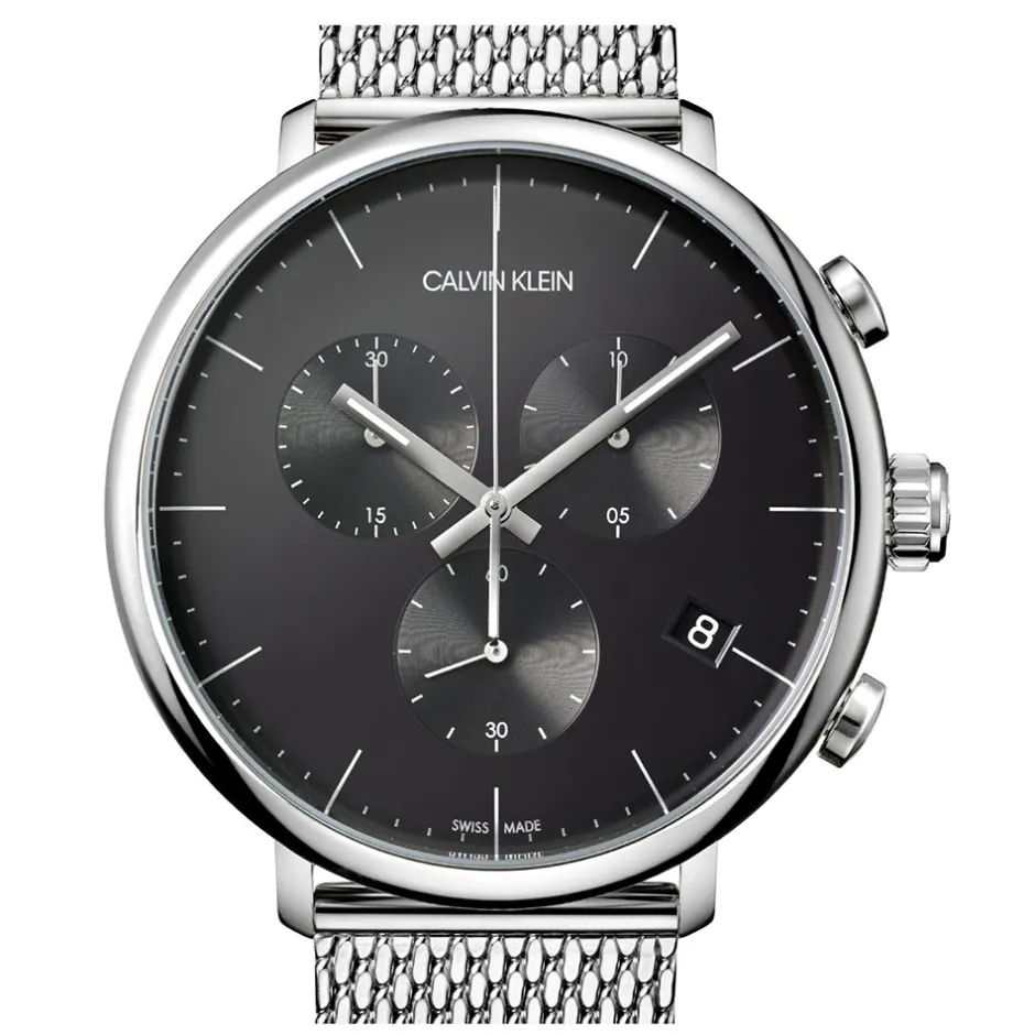 Fashion Orologio Calvin Klein Uomo Nuova Collezione High Noon Chrono Nero Cassa in Acciaio MM. 43 Con Cinturino In Maglia Milano Uomo Outlet Orologi | Orologi Calvin Klein Uomo