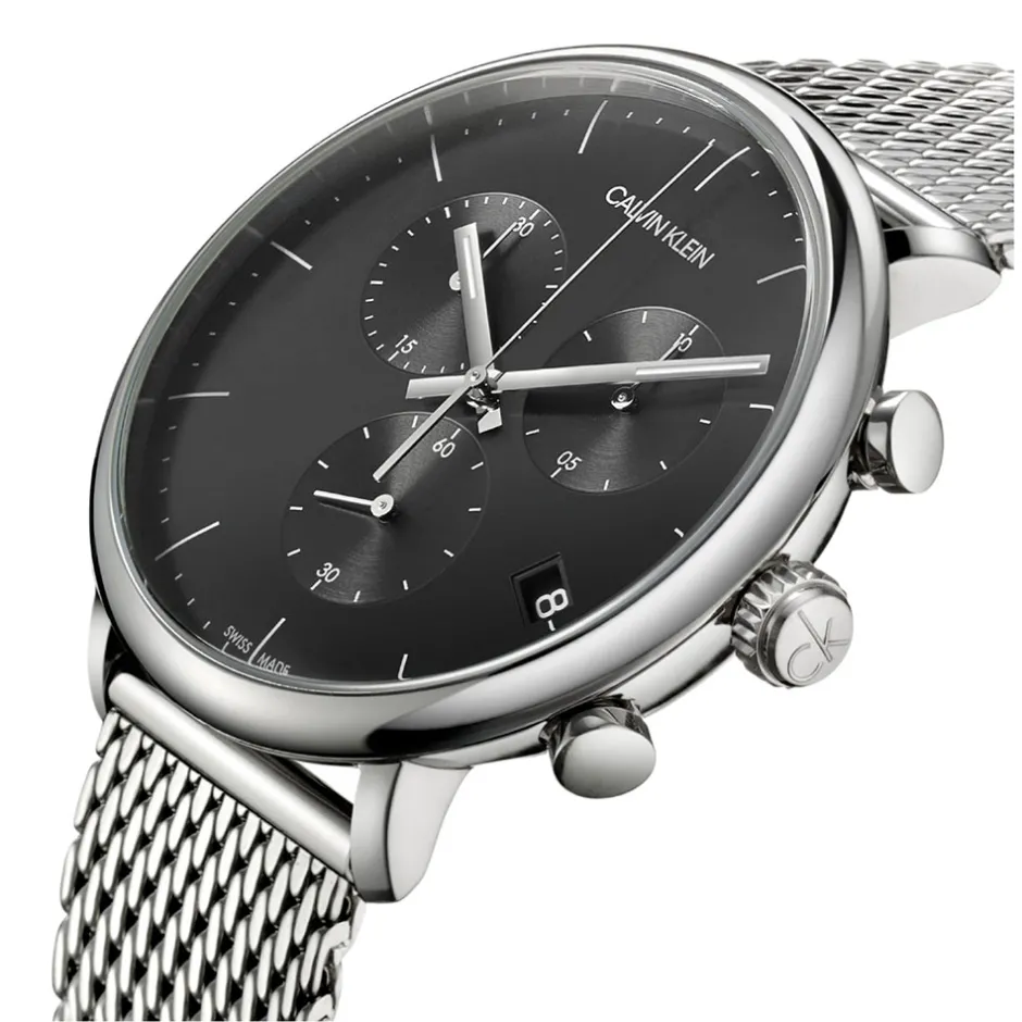 Fashion Orologio Calvin Klein Uomo Nuova Collezione High Noon Chrono Nero Cassa in Acciaio MM. 43 Con Cinturino In Maglia Milano Uomo Outlet Orologi | Orologi Calvin Klein Uomo