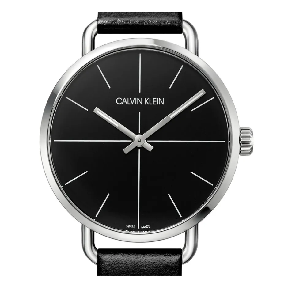 Sale Orologio Calvin Klein Uomo Collezione Even Nero MM. 42 con Cinturino in Pelle Nero Uomo Outlet Orologi | Orologi Calvin Klein Uomo