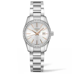 Discount Orologio Conquest Classic Quarzo Acciaio Argento Raggi di Sole 29,50 mm Donna Orologi Longines Donna