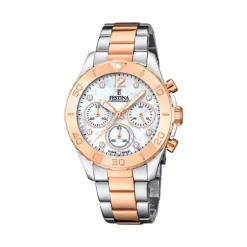 New Orologio Festina Boyfriend Bianco Acciaio Quartz 39 mm Donna Orologi Festina Donna