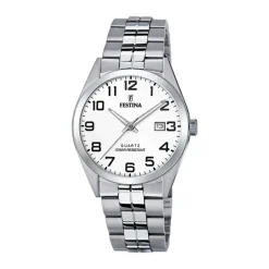 Discount Orologio Festina Classic Bianco Uomo Acciaio 40 mm Uomo Orologi Festina Uomo