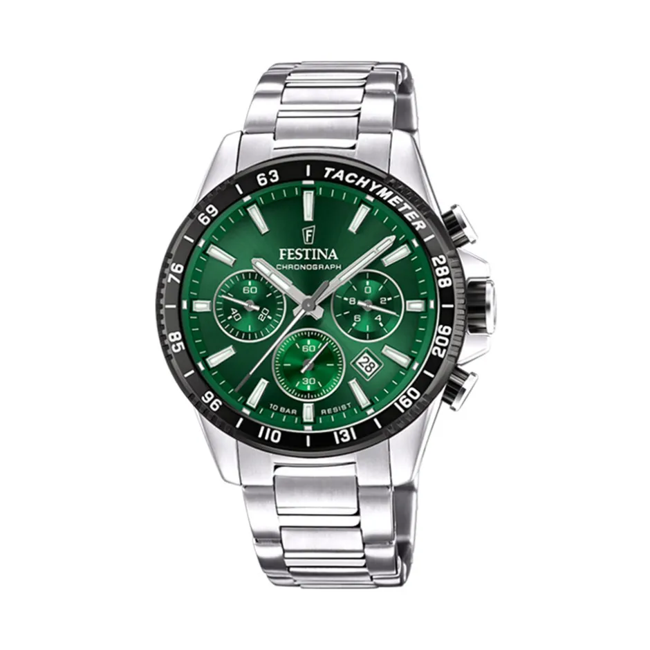Outlet Orologio Festina Cronografo Verde Quarzo Acciaio 45 mm Uomo Orologi Festina Uomo