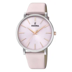 Outlet Orologio Festina Donna Classic In Acciaio MM. 38 Colore Rosa Cipria con Cinturino in Pelle Rosa Donna Orologi Festina Donna